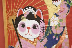画像2: 猫手拭　「舞猫」 -Japanese towel - Miko Cats  (2)