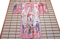 画像4: 日本着物　【桜舞子　ピンク】Long Length　 Japanese Kimono (Cherry Blossom and Geisha, Pink) Long length (4)