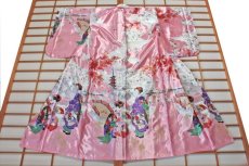 画像5: 日本着物　【桜舞子　ピンク】Long Length　 Japanese Kimono (Cherry Blossom and Geisha, Pink) Long length (5)