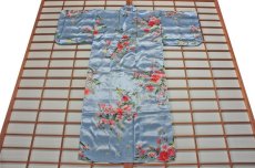 画像3: 日本着物　【木蓮　ブルー】Long Length　 Japanese Kimono (Magnolia, Blue) Long length (3)