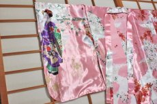 画像2: 日本着物　【桜舞子　ピンク】Long Length　 Japanese Kimono (Cherry Blossom and Geisha, Pink) Long length (2)