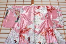 画像6: 日本着物　【桜舞子　ピンク】Long Length　 Japanese Kimono (Cherry Blossom and Geisha, Pink) Long length (6)